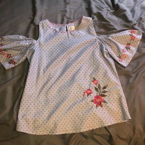 Embroidered Cold Shoulder Cupio top